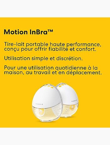 Tire-lait Électrique Simple Medela Motion InBra - Mains Libres, 2-Phase Expression, téterelle 105°,