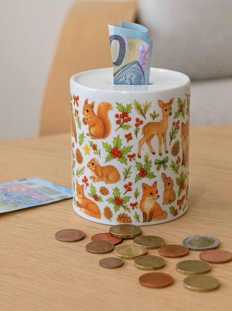 Tirelire animaux de la Forêt Blanc - Kiabi