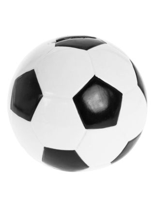 Tirelire ballon de football blanche et noire en céramique