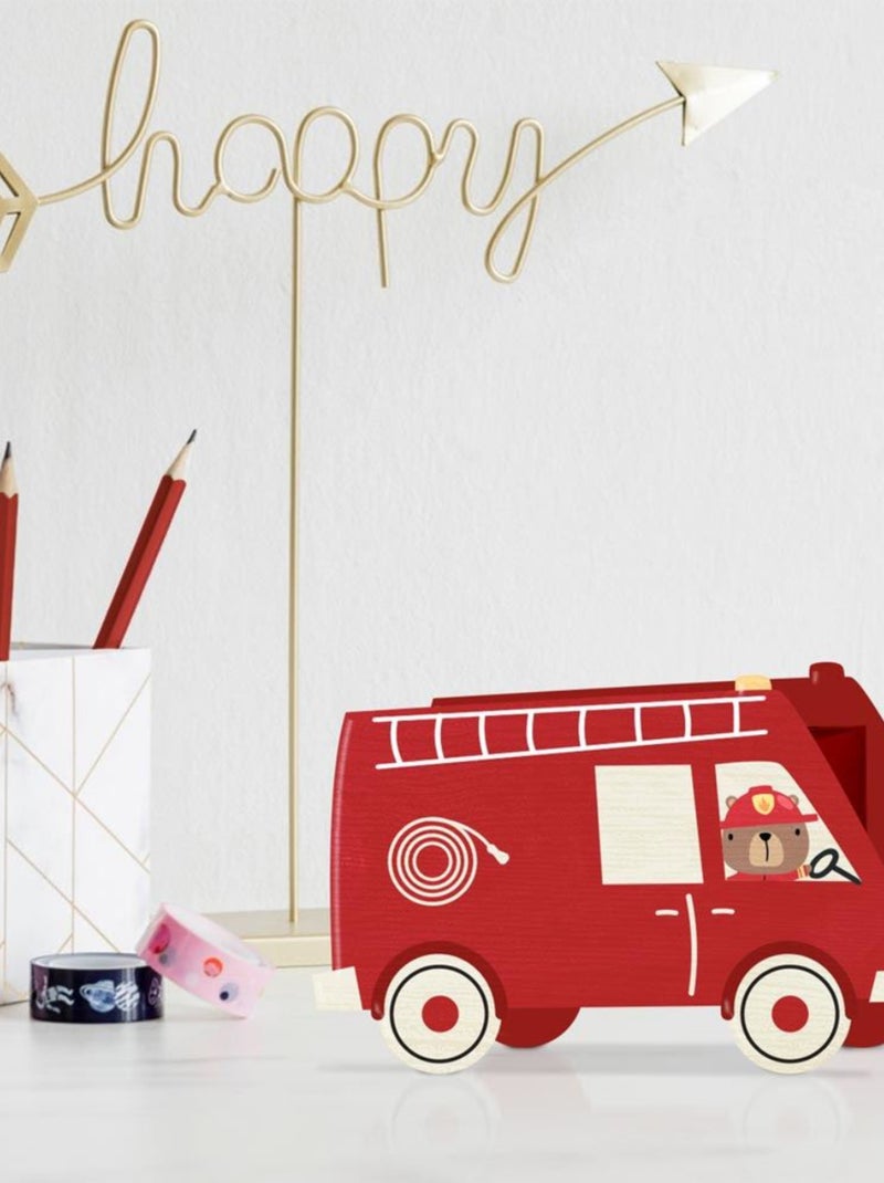 Tirelire camion de pompier conduit par un ourson Rouge - Kiabi
