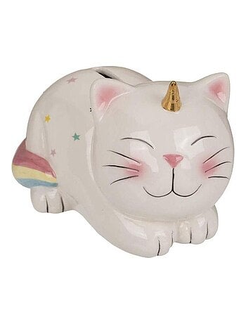 Tirelire chat licorne en céramique