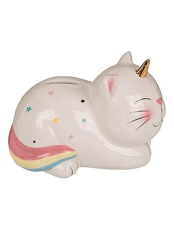Tirelire chat licorne en céramique