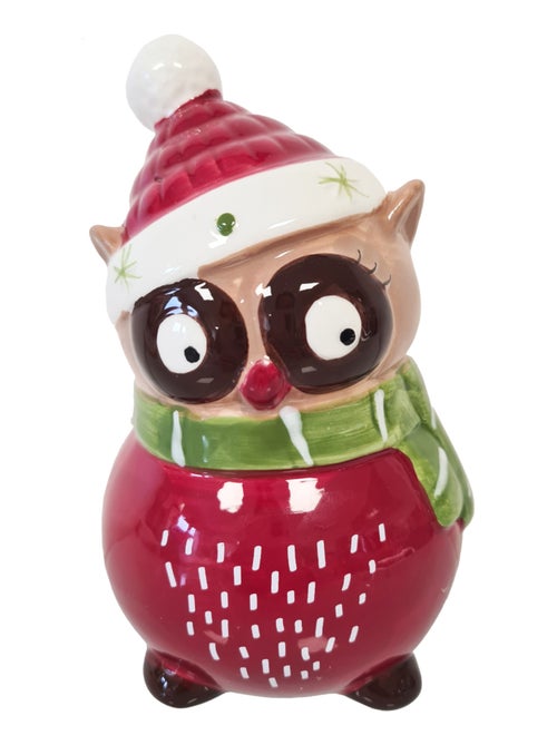 Tirelire chouette rouge en céramique 14.5 cm - Kiabi