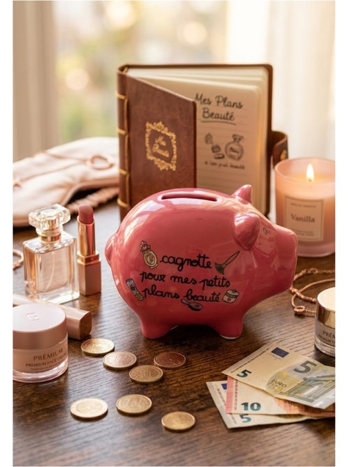 Tirelire cochon Cagnotte pour mes petits plans beauté 10 x 12 cm rose - Kiabi Tirelire cochon Cagnotte pour mes petits plans beauté 10 x 12 cm rose - Kiabi
