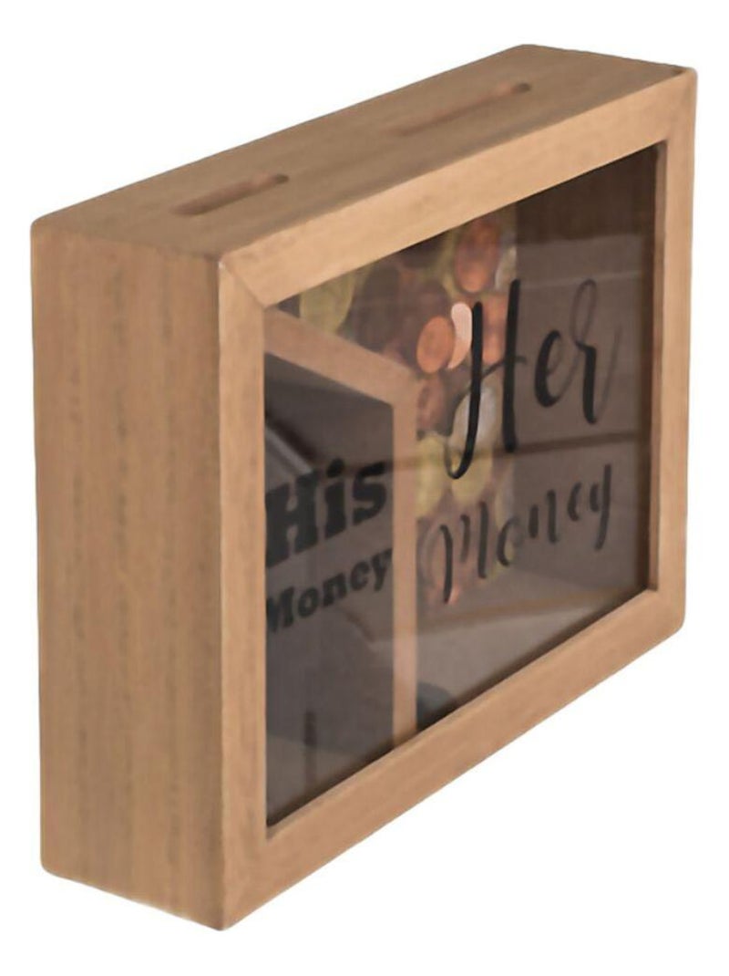 Tirelire en bois Double compartiment Marron - Kiabi