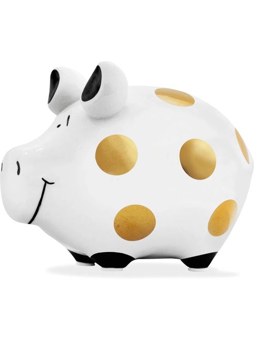 Tirelire en céramique cochon a pois gold - Kiabi