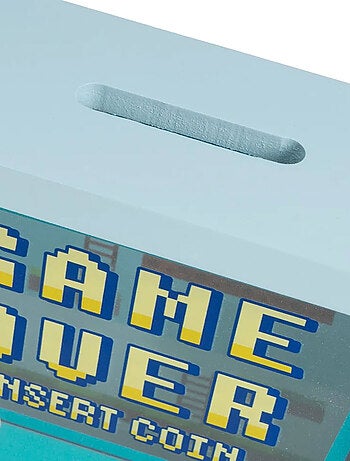 Tirelire game over bleue en bois
