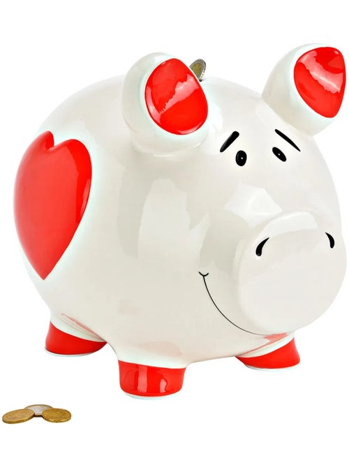 Tirelire géante en céramique cochon coeur - Kiabi