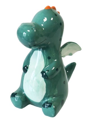 Tirelire petit dragon vert en céramique 17 cm