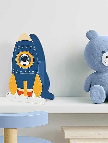 Tirelire pour enfant en forme de fusée bleue