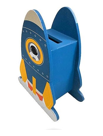 Tirelire pour enfant en forme de fusée bleue