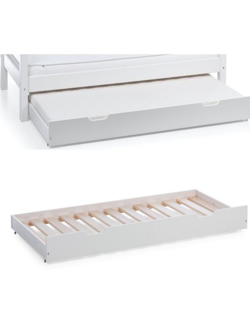 Tiroir lit gigogne pin massif  LILJA Blanc - Kiabi