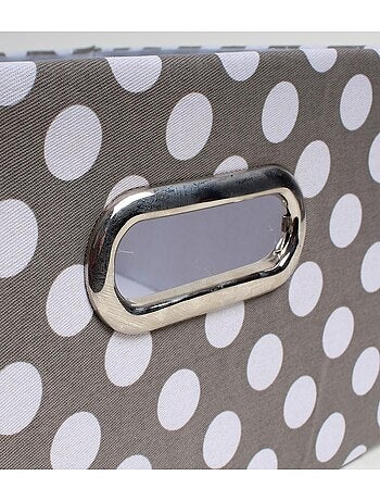 Tiroir Tissu Gris Pois Blanc