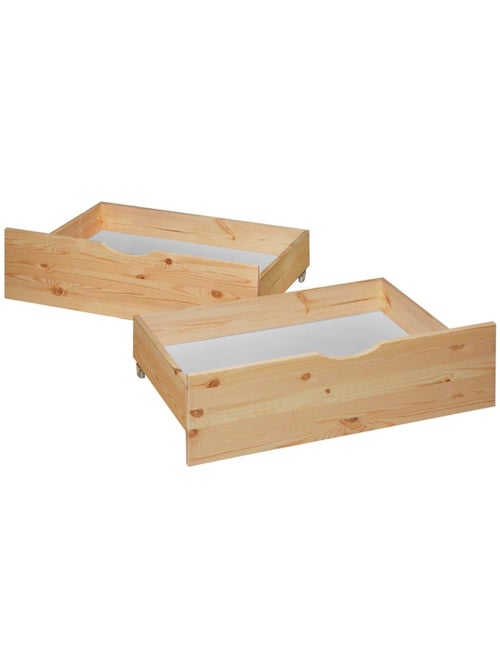 Tiroirs de rangement en bois à roulettes pour lit gigogne - Kiabi