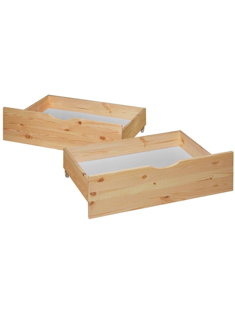 Tiroirs de rangement en bois à roulettes pour lit gigogne Beige - Kiabi