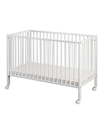 Tissi | Lit pour enfant à barreaux pliable 60x120 cm avec matelas Bois naturel