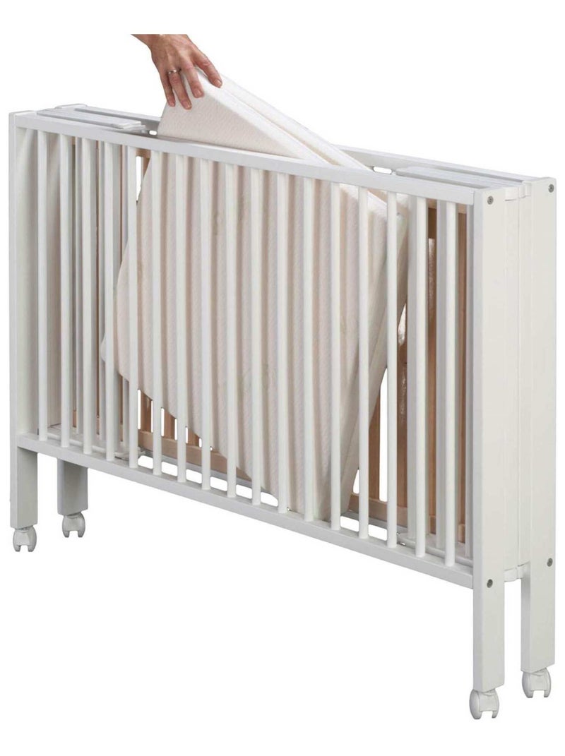 Tissi | Lit enfant à barreaux pliable JORI 60x120 cm avec matelas Blanc Blanc - Kiabi