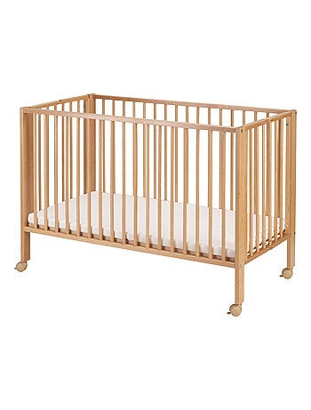Tissi | Lit pour enfant à barreaux pliable 60x120 cm avec matelas Bois naturel