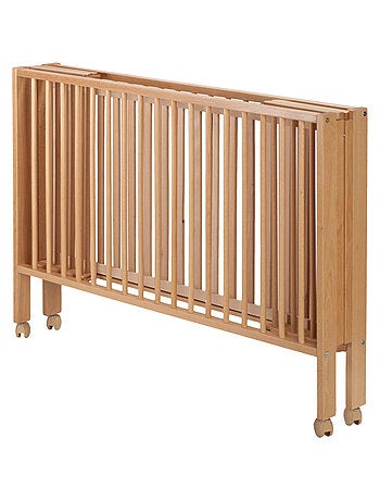 Tissi | Lit pour enfant à barreaux pliable 60x120 cm avec matelas Bois naturel