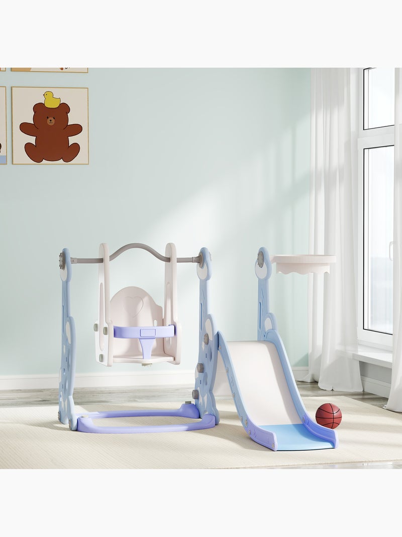 Toboggan balançoire panier basket enfant 3 en 1 design fusée hdpe blanc bleu Bleu Bleu - Kiabi