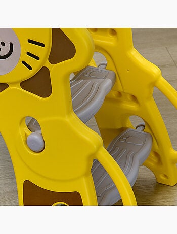 Toboggan enfant 18-36 mois - panier basket, ballon, pompe inclus - hdpe jaune gris