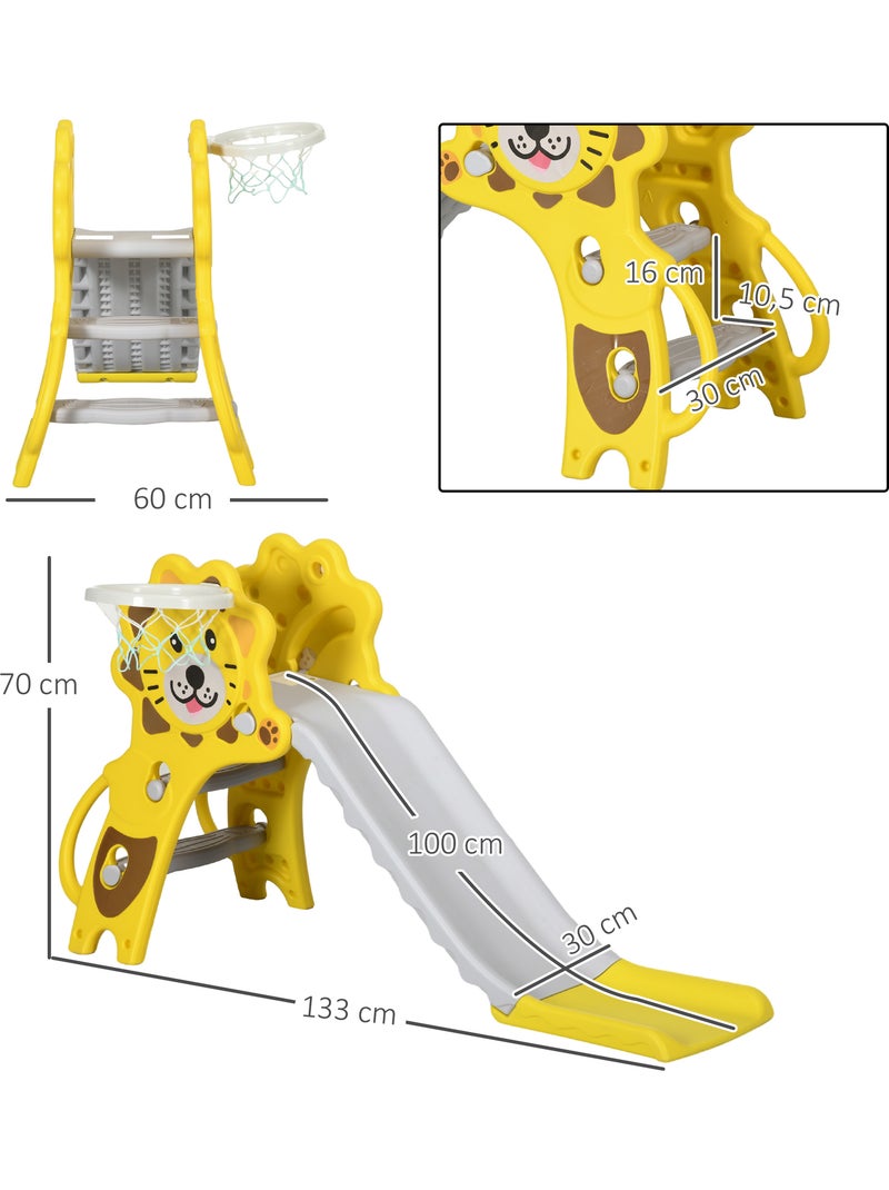 Toboggan enfant 18-36 mois - panier basket, ballon, pompe inclus - hdpe jaune gris Jaune - Kiabi
