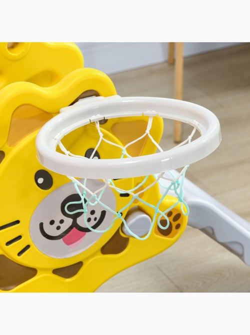 Toboggan enfant 18-36 mois - panier basket, ballon, pompe inclus - hdpe jaune gris - Kiabi Toboggan enfant 18-36 mois - panier basket, ballon, pompe inclus - hdpe jaune gris - Kiabi