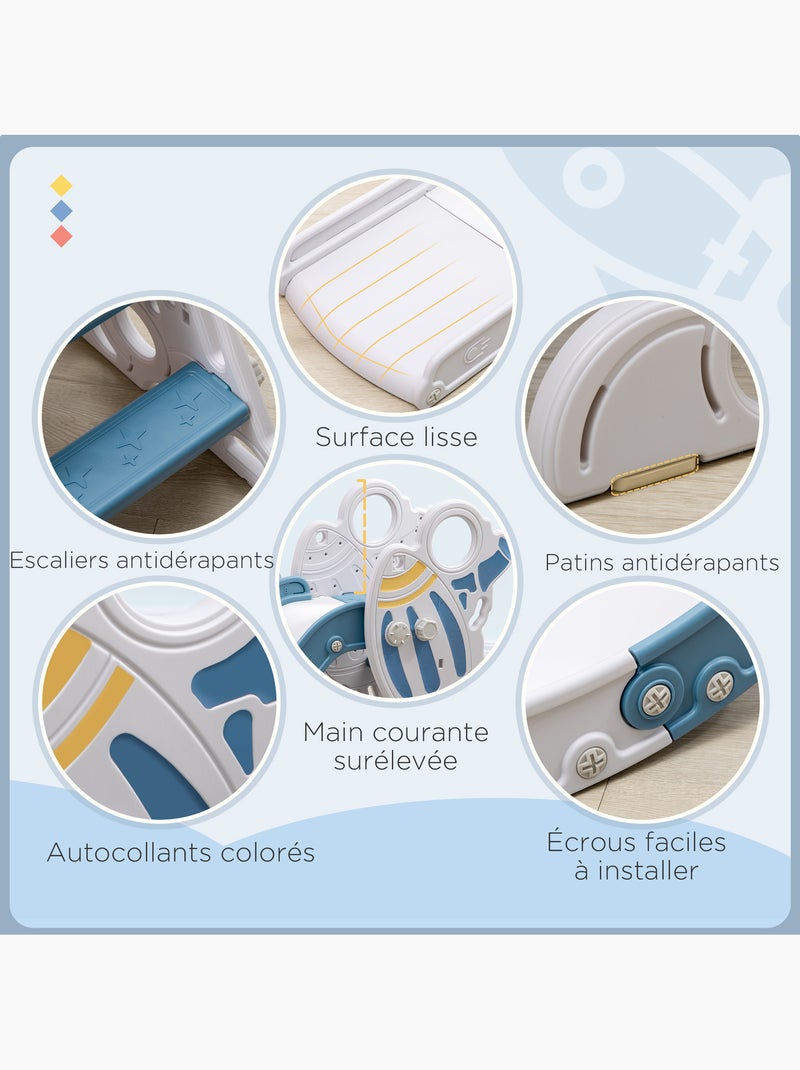Toboggan enfant 18-36 mois design fusée - usage intérieur Bleu Bleu - Kiabi