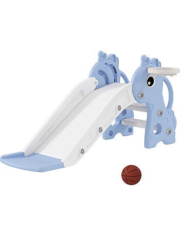 Toboggan enfant design girafon panier de basket-ball intégré plastique