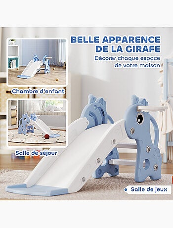 Toboggan enfant design girafon panier de basket-ball intégré plastique