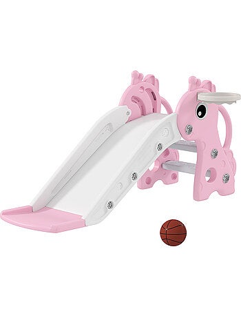 Toboggan enfant design girafon panier de basket-ball intégré plastique