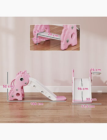 Toboggan enfant design girafon panier de basket-ball intégré plastique