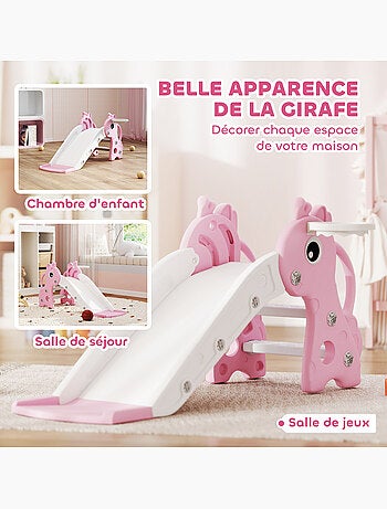 Toboggan enfant design girafon panier de basket-ball intégré plastique