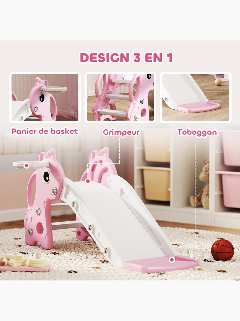 Toboggan enfant design girafon panier de basket-ball intégré plastique Rose - Kiabi