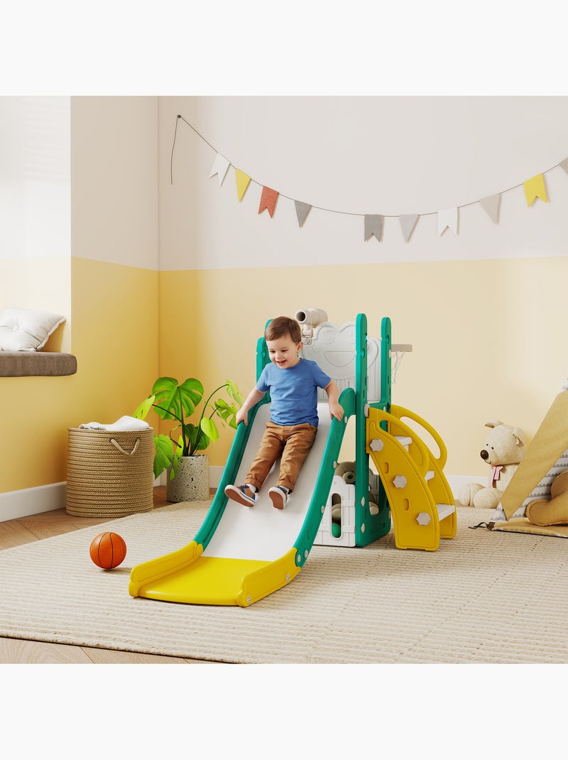 Toboggan enfant design grenouille - panier de basket-ball intégré - blanc jaune turquoise Jaune - Kiabi