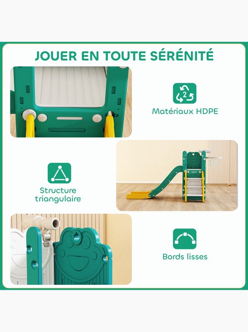 Toboggan enfant design grenouille - panier de basket-ball intégré - blanc jaune turquoise - Kiabi Toboggan enfant design grenouille - panier de basket-ball intégré - blanc jaune turquoise - Kiabi