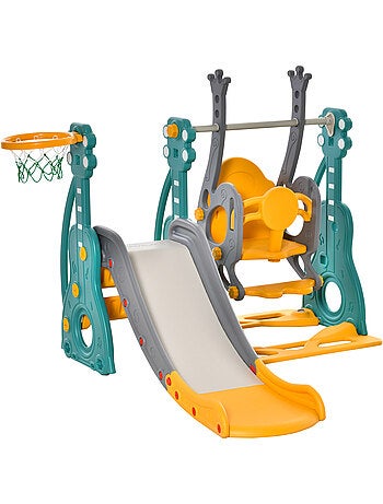 Toboggan et balançoire pour enfants 4 en 1 hdpe et pp bleu jaune