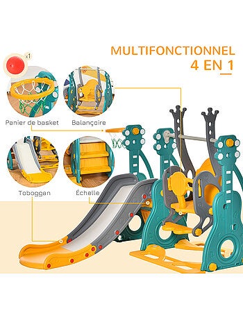 Toboggan et balançoire pour enfants 4 en 1 hdpe et pp bleu jaune
