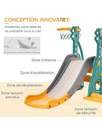 Toboggan et balançoire pour enfants 4 en 1 hdpe et pp bleu jaune
