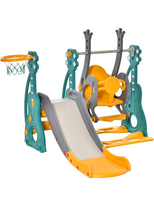 Toboggan et balançoire pour enfants 4 en 1 hdpe et pp bleu jaune - Kiabi Toboggan et balançoire pour enfants 4 en 1 hdpe et pp bleu jaune - Kiabi