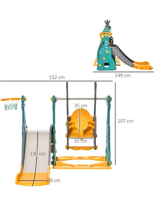Toboggan et balançoire pour enfants 4 en 1 hdpe et pp bleu jaune - Kiabi Toboggan et balançoire pour enfants 4 en 1 hdpe et pp bleu jaune - Kiabi