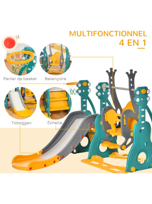 Toboggan et balançoire pour enfants 4 en 1 hdpe et pp bleu jaune - Kiabi Toboggan et balançoire pour enfants 4 en 1 hdpe et pp bleu jaune - Kiabi