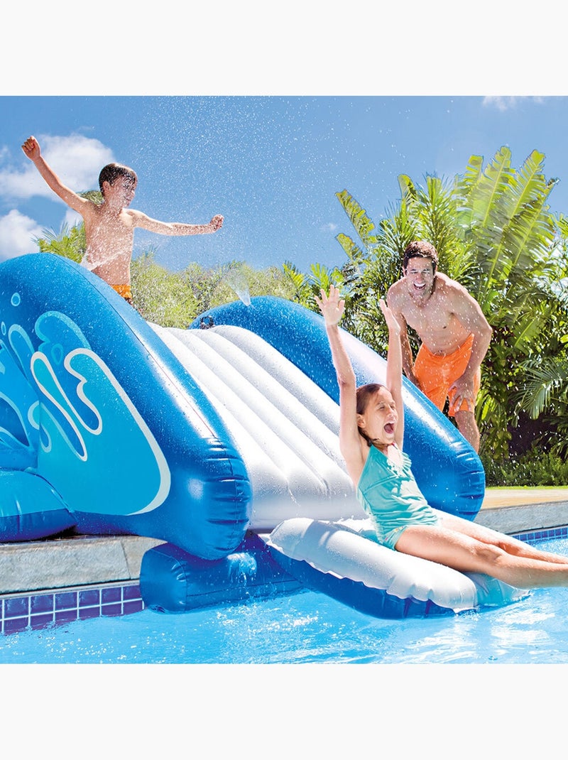 Toboggan gonflable Bleu Blanc - Kiabi