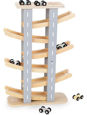 Toboggan voiture bois 6 etages circuit piste course parking mamabrum