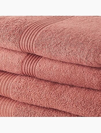 Today lot de 2 serviettes de bain 50x100 cm + 2 draps de bain 70x130 cm terracotta 100% coton