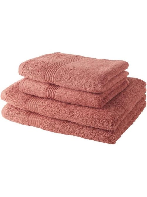 Today lot de 2 serviettes de bain 50x100 cm + 2 draps de bain 70x130 cm terracotta 100% coton - Kiabi