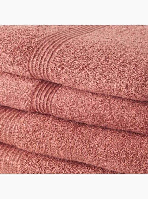 Today lot de 2 serviettes de bain 50x100 cm + 2 draps de bain 70x130 cm terracotta 100% coton - Kiabi