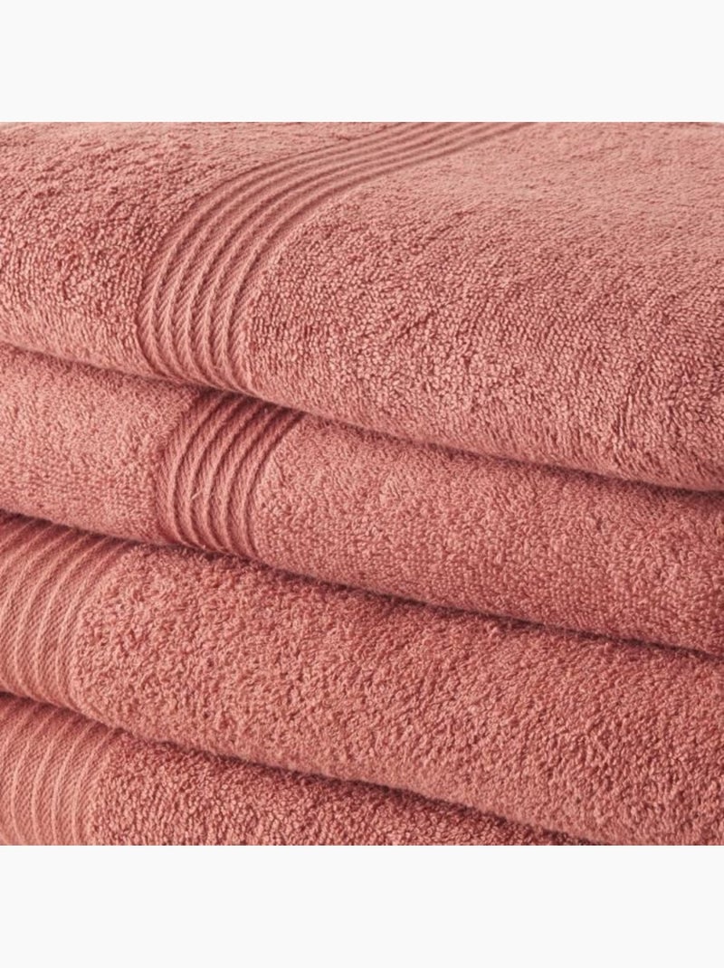 Today lot de 2 serviettes de bain 50x100 cm + 2 draps de bain 70x130 cm terracotta 100% coton Rouge - Kiabi
