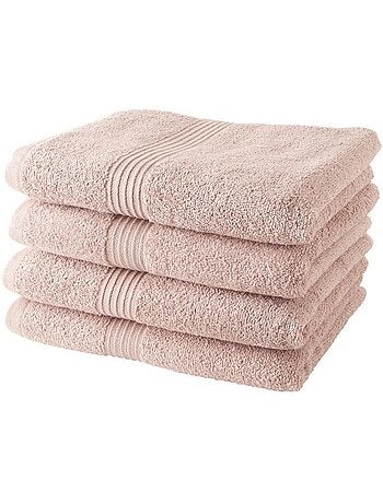 Today lot de 4 serviettes de bain 100% coton - 50x100 cm - rose des sables