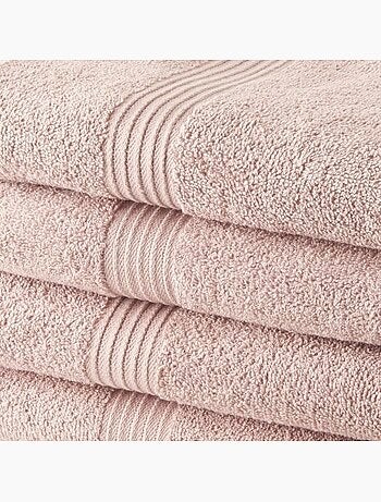 Today lot de 4 serviettes de bain 100% coton - 50x100 cm - rose des sables